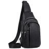 Мужская вместительная кожаная сумка-слинг черного цвета Tiding Bag 77503 - 7