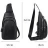 Мужская вместительная кожаная сумка-слинг черного цвета Tiding Bag 77503 - 9
