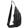 Мужская вместительная кожаная сумка-слинг черного цвета Tiding Bag 77503 - 10
