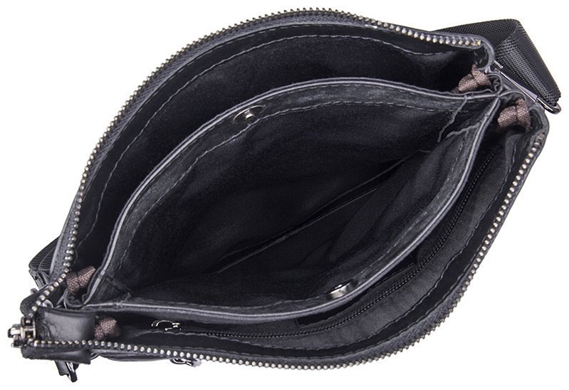 Повседневная мужская сумка-планшет на плечо из гладкой кожи черного цвета Tiding Bag 77603