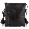 Повседневная мужская сумка-планшет на плечо из гладкой кожи черного цвета Tiding Bag 77603 - 5