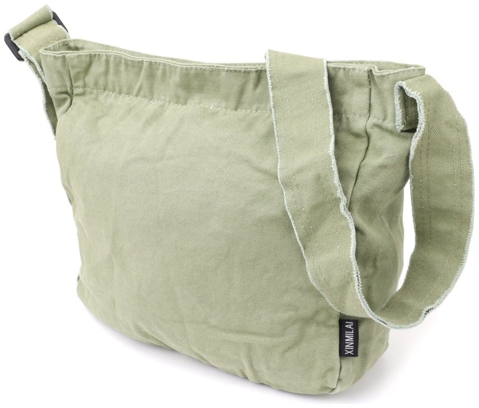 Повседневная вместительная текстильная женская сумка фисташкового цвета через плечо Vintage 97603 modnotak фото №1