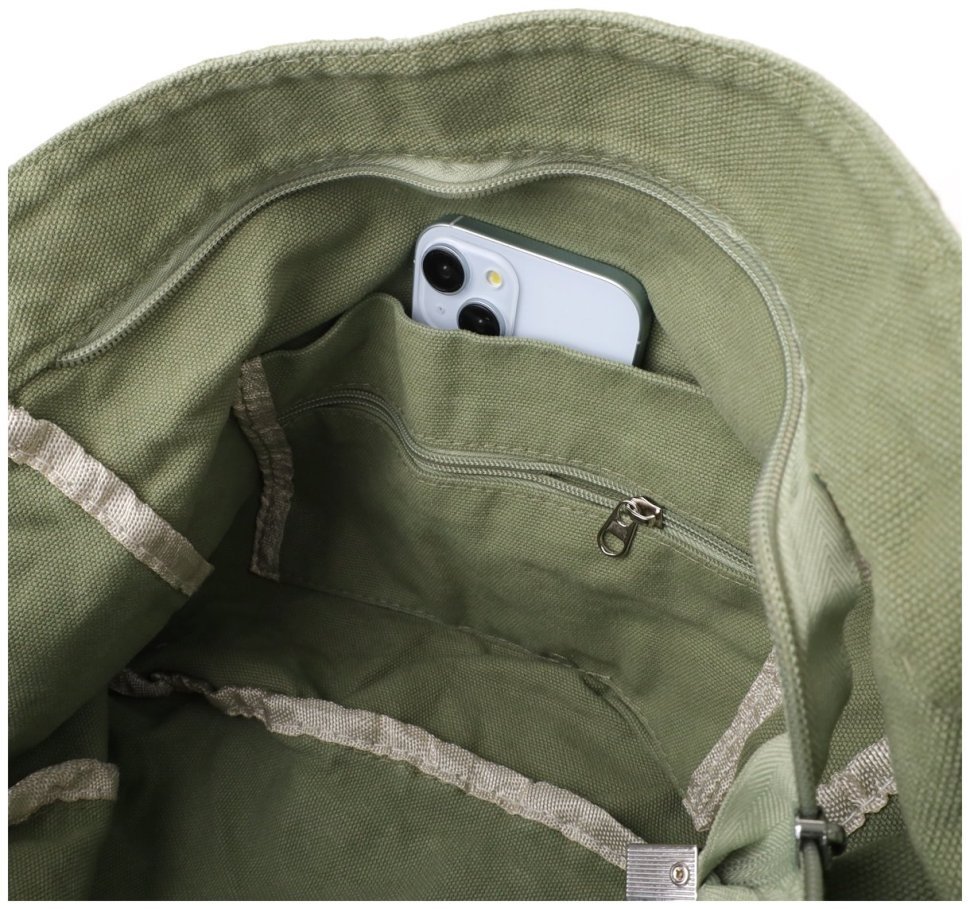 Повседневная вместительная текстильная женская сумка фисташкового цвета через плечо Vintage 97603 modnotak фото №5