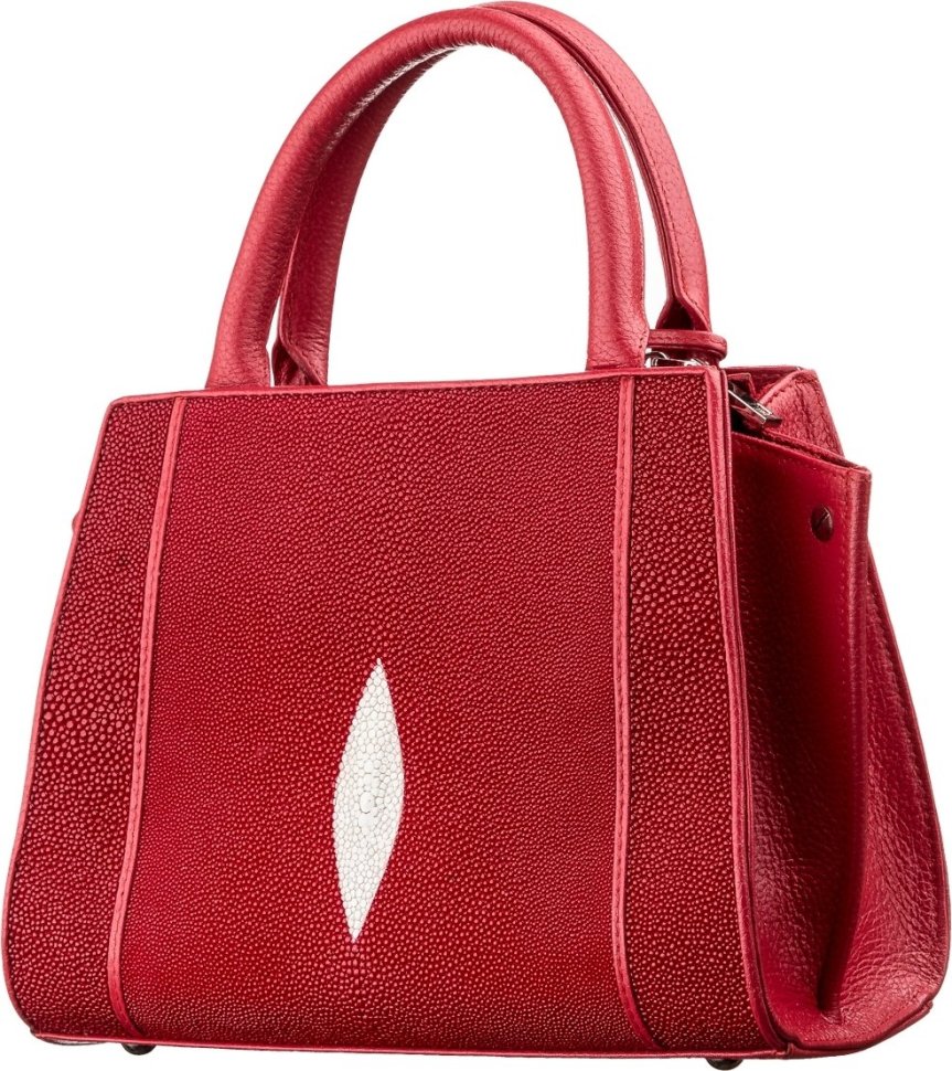 Червона жіноча сумка зі шкіри морського ската на клямці STINGRAY LEATHER (024-18222)