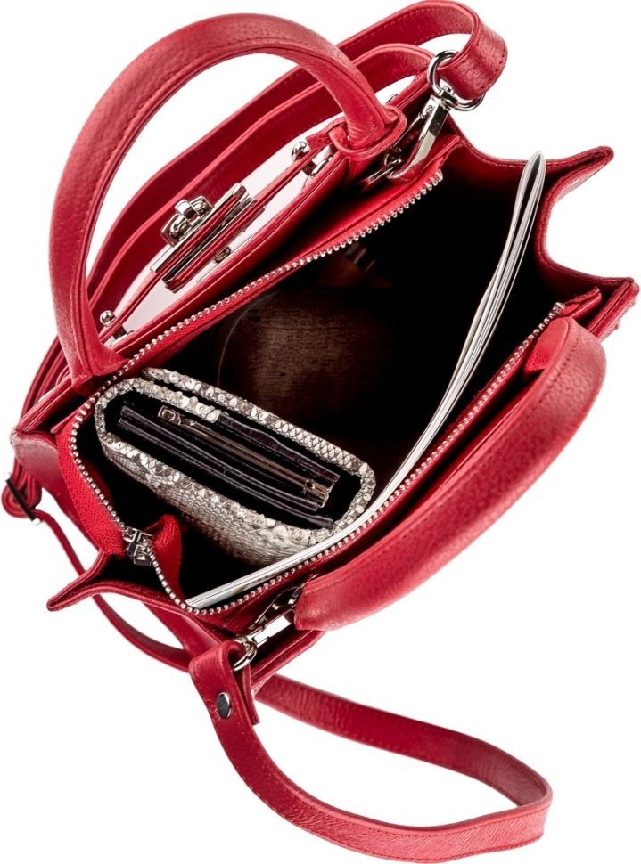 Красная женская сумка из кожи морского ската на защелке STINGRAY LEATHER (024-18222) modnotak фото №4