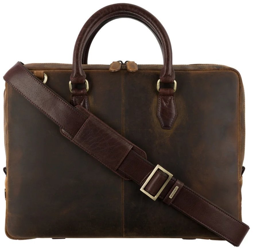 Мужская сумка из винтажной кожи для ноутбука до 13" Visconti ML50 Carl коричневого цвета 108003 modnotak фото №5