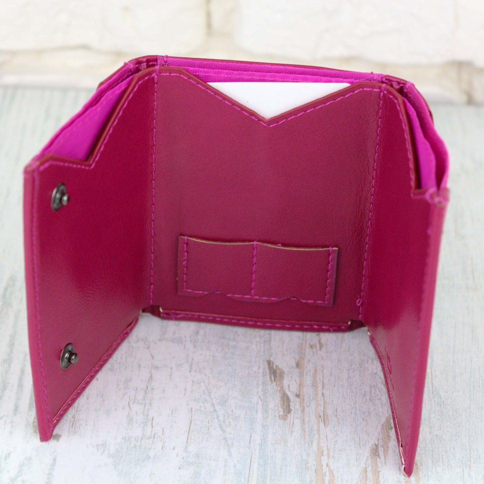 Красивий жіночий гаманець мініатюрного розміру в рожевому кольорі зі шкірозамінника MD Leather (21514)