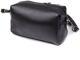 Компактна жіноча сумочка з фактурної шкіри через плече чорного кольору Vintage 98203