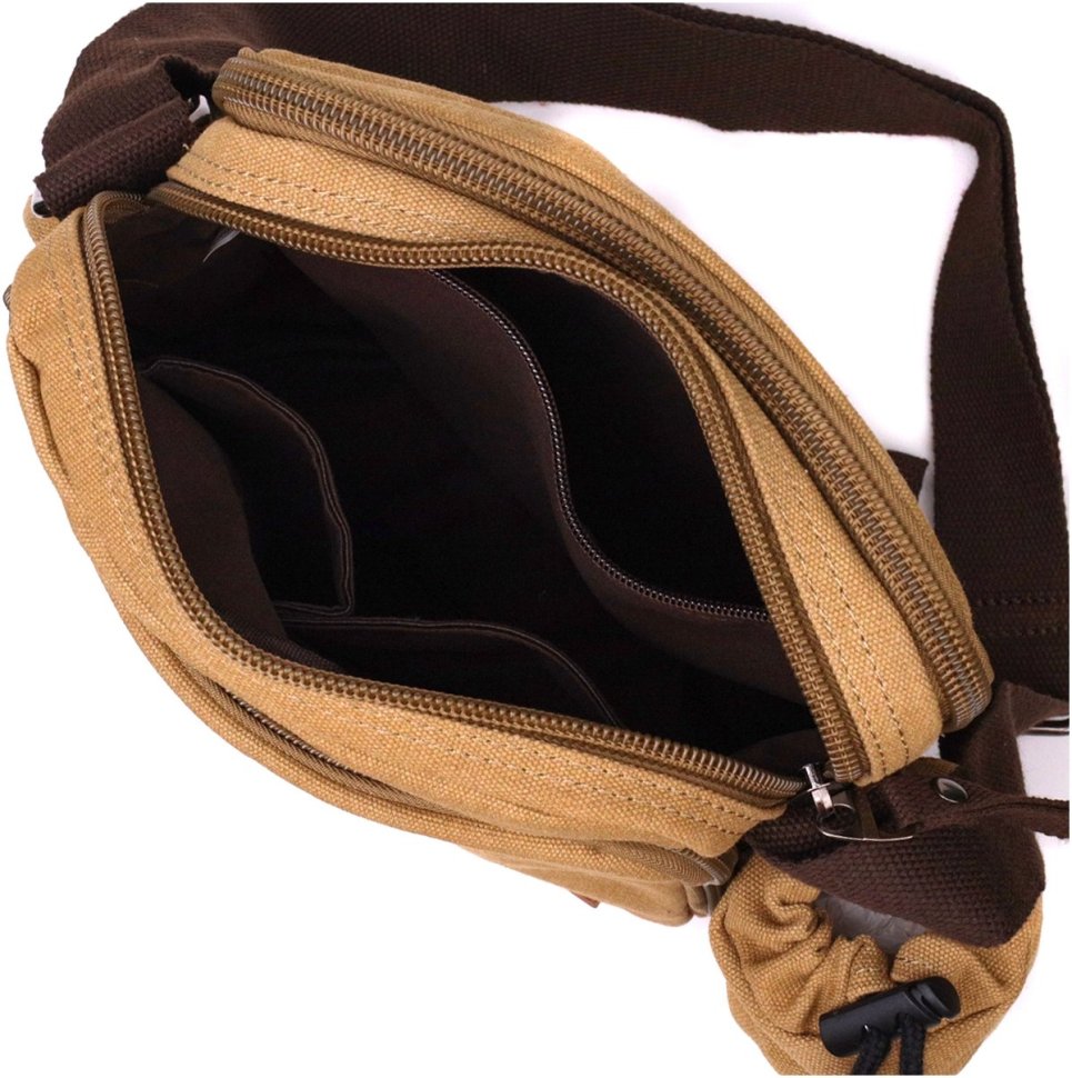 Пісочна чоловіча текстильна сумка через плече з чохлом для води Vintage 2422210