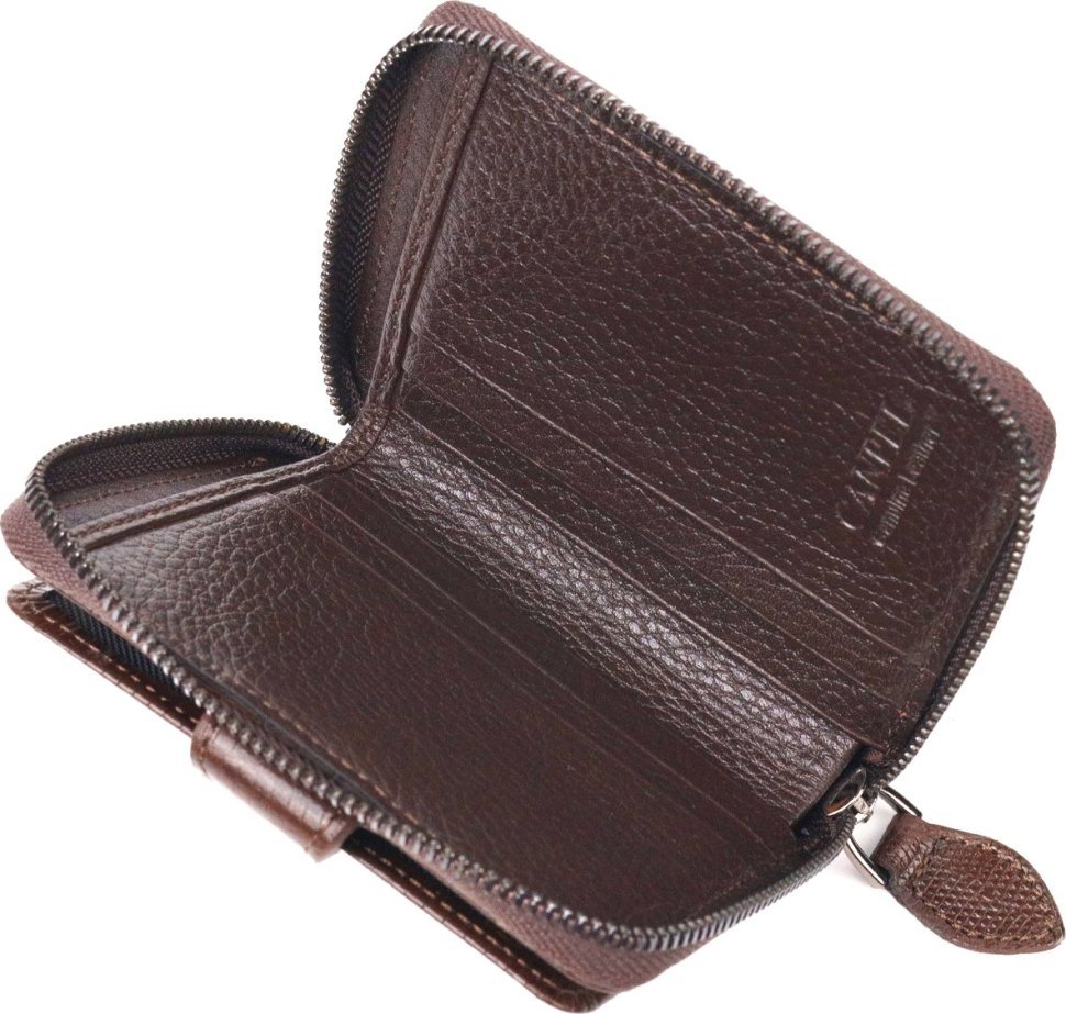 Коричневий гаманець маленького розміру з натуральної шкіри фактурної CANPELLINI (2421493)
