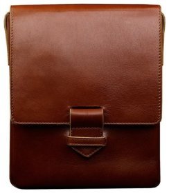 Мужская вертикальная кожаная сумка-мессенджер светло-коричневого цвета BlankNote Esquire 78603