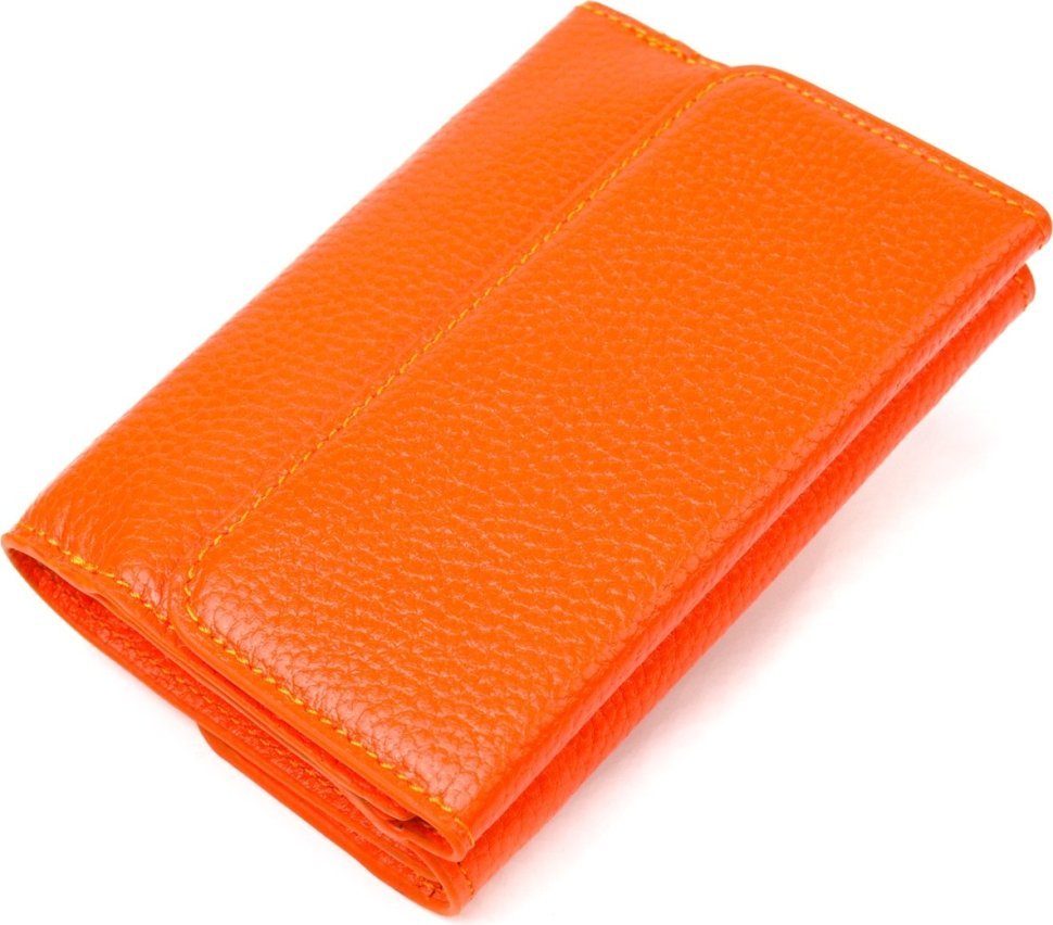 Женский оранжевый кошелек из натуральной кожи флотар на кнопке CANPELLINI (2421594)