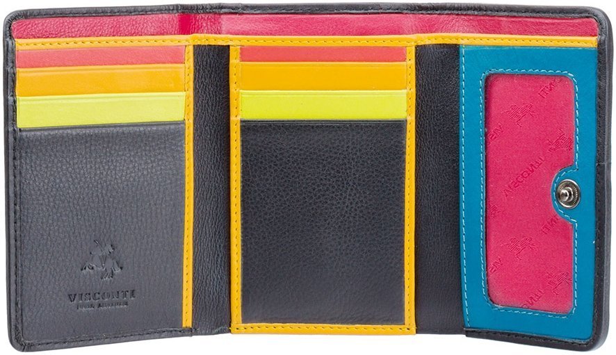 Невеликий жіночий гаманець з натуральної шкіри з різнокольоровими смужками та RFID-захистом Visconti Halki 69003