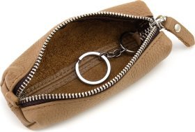 Светло-коричневая ключница из фактурной кожи итальянского производства Grande Pelle (59103)