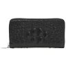 Кожаный кошелек клатч с фактурой под кроко с кистевым ремешком Borsa Leather 109203 черного цвета modnotak фото - 1