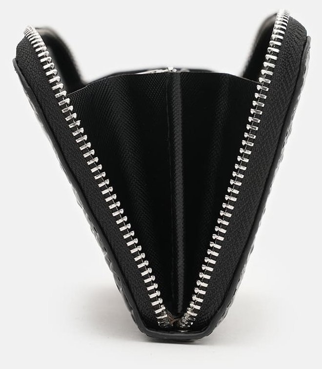 Кожаный кошелек клатч с фактурой под кроко с кистевым ремешком Borsa Leather 109203 черного цвета modnotak фото №4