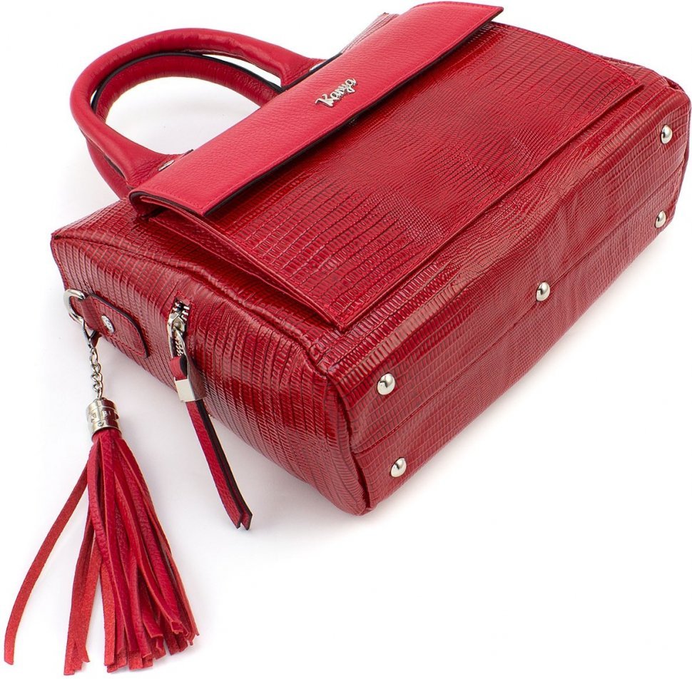 Красная женская сумка из натуральной кожи среднего размера KARYA (19623) УЦЕНКА!