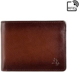 Добротное мужское портмоне из коричневой кожи с RFID-защитой Visconti Roland 69203