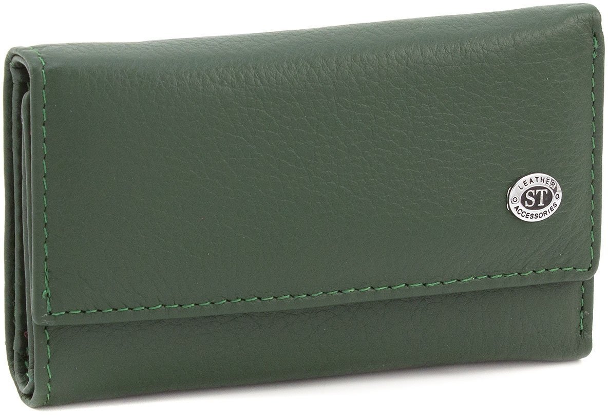 Темно-зелена ключниця з якісної шкіри на кнопках ST Leather (14026)