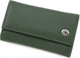 Темно-зеленая ключница из качественной кожи на кнопках ST Leather (14026)