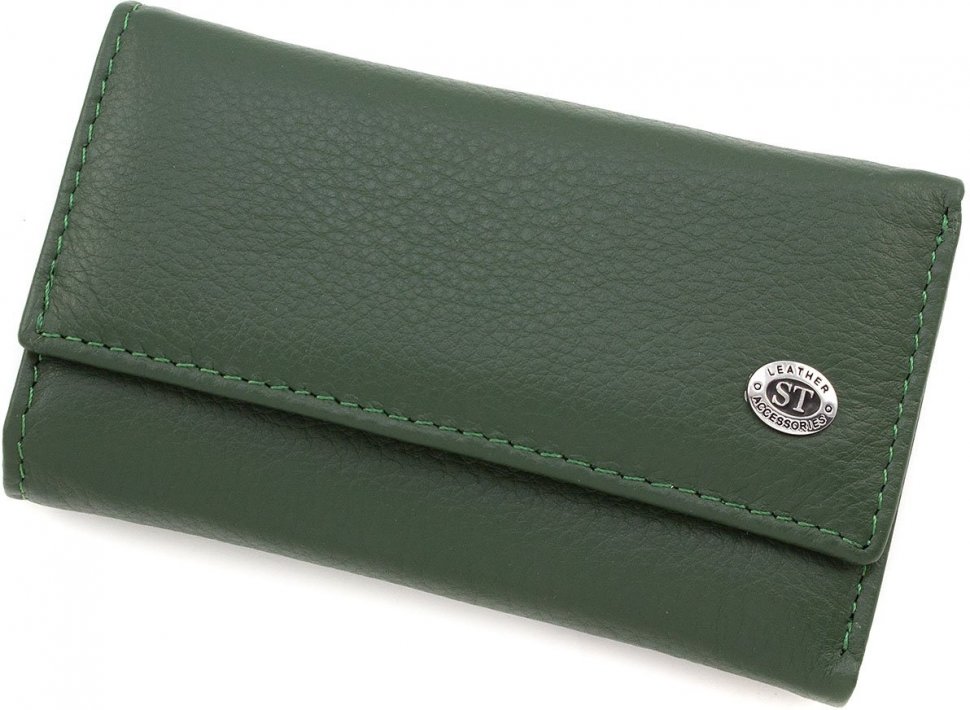 Темно-зелена ключниця з якісної шкіри на кнопках ST Leather (14026)