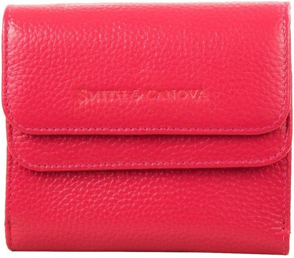 Жіночий гаманець із натуральної шкіри флотар у кольорі фуксія з монетницею Smith&Canova Haxey 69703