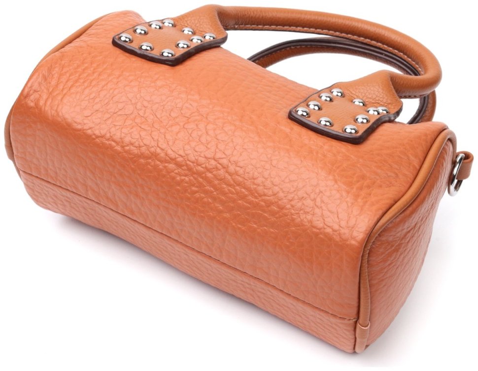 Горизонтальна жіноча сумка з натуральної шкіри коричневого кольору з двома ручками Vintage 2422367
