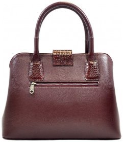 Вместительная женская сумка из фактурной кожи бордового цвета Desisan 80604
