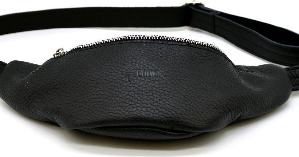 Черная поясная сумка из натуральной кожи флотар TARWA (21623)