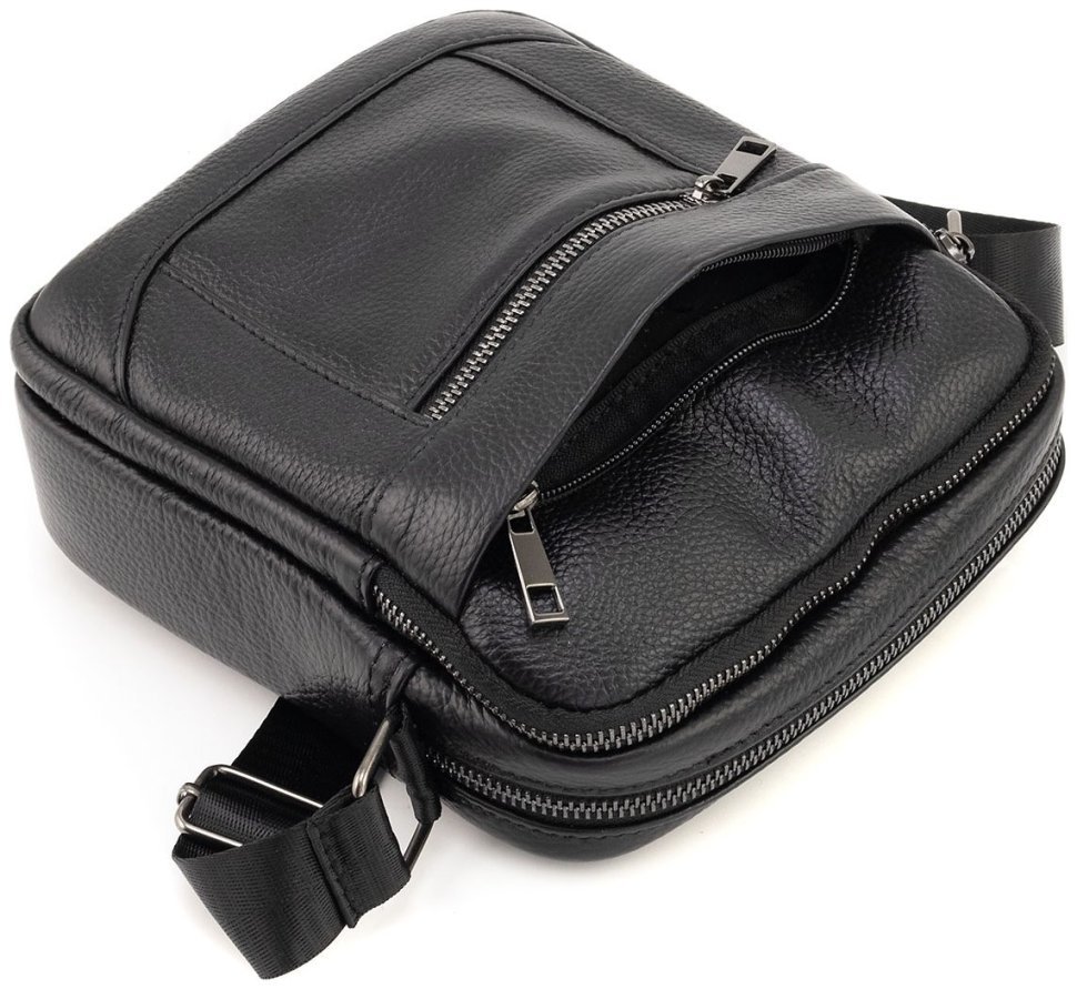 Мужская небольшая кожаная наплечная сумка черного цвета Leather Collection 90804 фото №7 Мужская небольшая кожаная наплечная сумка черного цвета Leather Collection 90804 modnotak фото №7