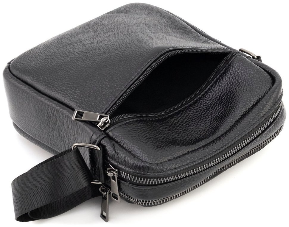 Мужская небольшая кожаная наплечная сумка черного цвета Leather Collection 90804 фото №10 Мужская небольшая кожаная наплечная сумка черного цвета Leather Collection 90804 modnotak фото №10