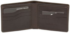 Темно-коричневе чоловіче портмоне без застібки Grande Pelle (13239)