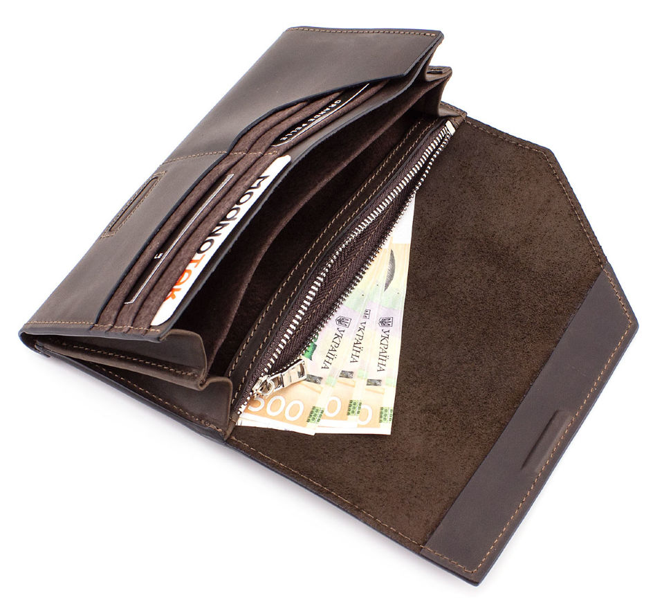 Великий гаманець темно-коричневого кольору з клапаном Grande Pelle (13183)