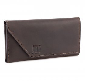 Великий гаманець темно-коричневого кольору з клапаном Grande Pelle (13183)