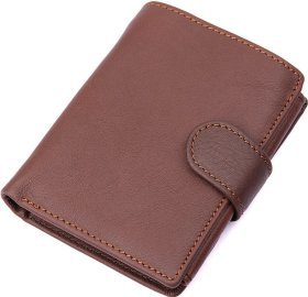 Добротное мужское портмоне из гладкой кожи коричневого цвета Vintage (14495)