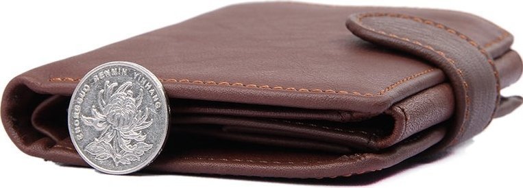 Добротне чоловіче портмоне з гладкої шкіри коричневого кольору Vintage (14495)