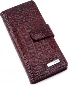 Вертикальний гаманець бордового кольору з натуральної шкіри KARYA (1156-016)