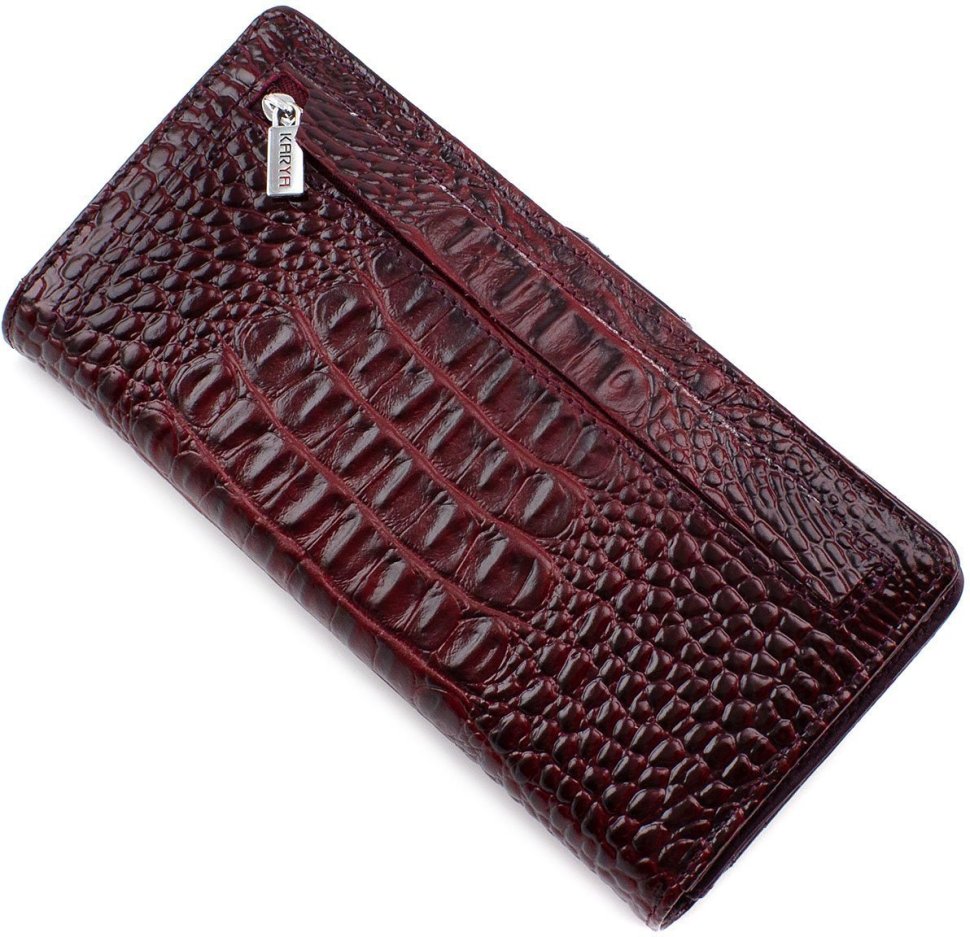Вертикальний гаманець бордового кольору з натуральної шкіри KARYA (1156-016)