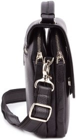 Кожаная мужская сумка черного цвета с ручкой KARYA (0795-45)