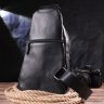 Чорна чоловіча сумка-слінг із натуральної зернистої шкіри Vintage (2421402) - 7