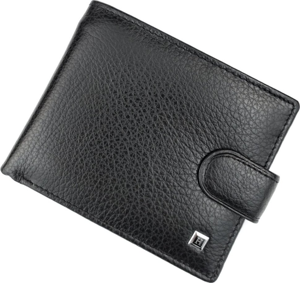 Чоловічий портмоне з натуральної шкіри флотар з фіксацією на хлястик з кнопкою H-Leather Accessories (21544)