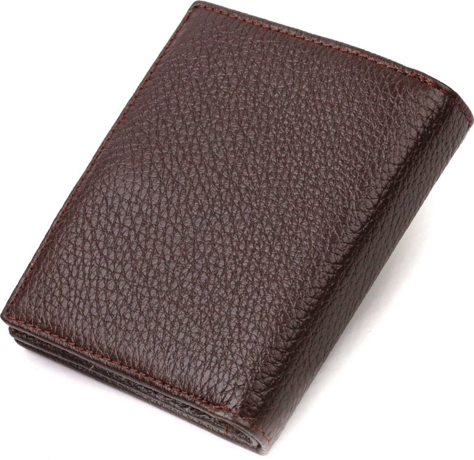 Компактне чоловіче портмоне з натуральної зернистої шкіри коричневого кольору CANPELLINI (2421740)
