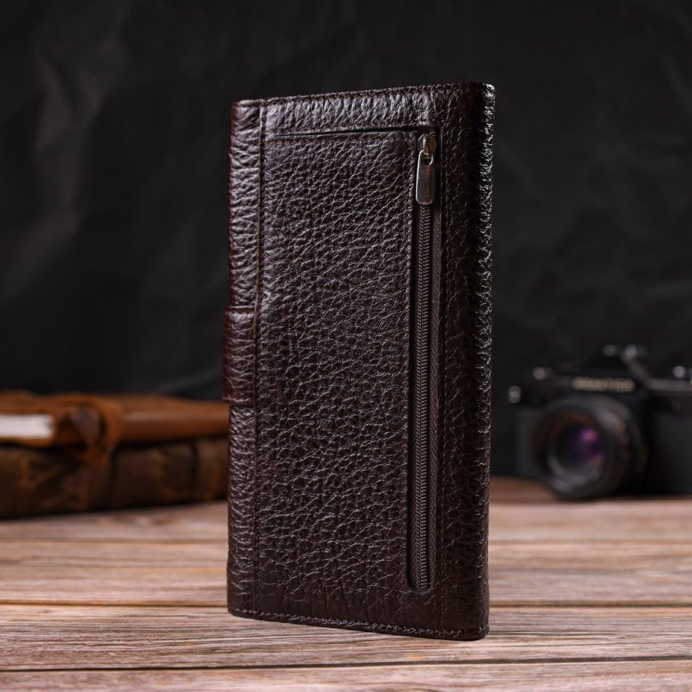 Вертикальний чоловічий гаманець з натуральної шкіри з вираженою зернистістю CANPELLINI (2421840)