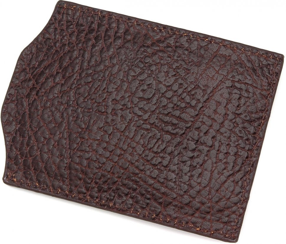 Темно-коричневое портмоне из фактурной кожи без фиксации Tony Bellucci (10688)