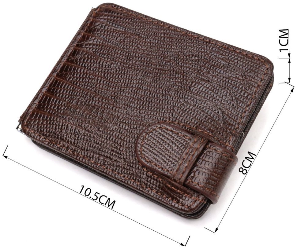 Коричневый мужской зажим для денег из натуральной кожи с тиснением CANPELLINI (2421940) modnotak фото №10