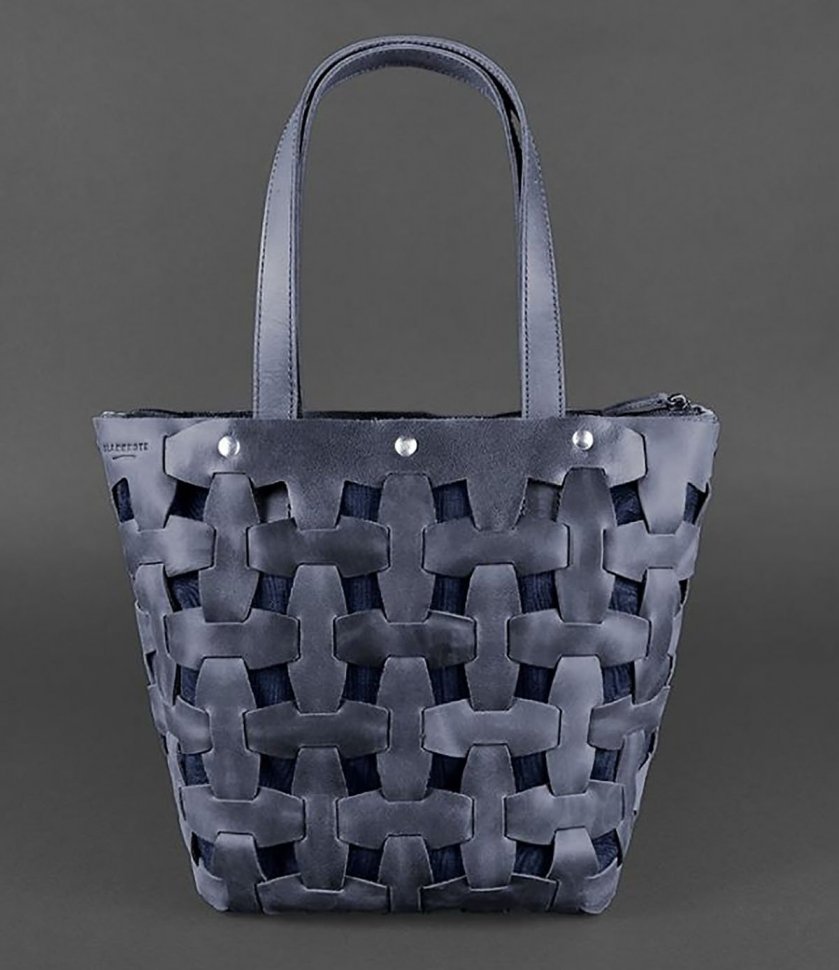 Красивая плетеная сумка из натуральной кожи украинского производства BlankNote Пазл L (12776)