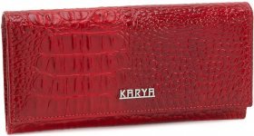 Червоний жіночий гаманець класичного типу з натуральної шкіри під рептилію KARYA (19015)