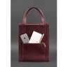 Шкіряна жіноча сумка шоппер бордового кольору на блискавичної застібці BlankNote Бетсі (12822) - 2