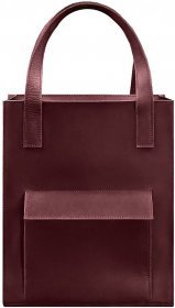 Кожаная женская сумка шоппер бордового цвета на молниевой застежке BlankNote Бэтси (12822)