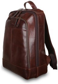 Мужской рюкзак из натуральной гладкой кожи на 2 отделения Ashwood коричневого цвета 94104